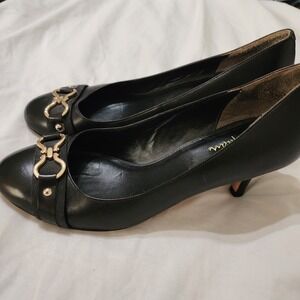 Cole Haan Womens Horsebit Black Leather Pumps Size 8B GUC Lux Elevated Style